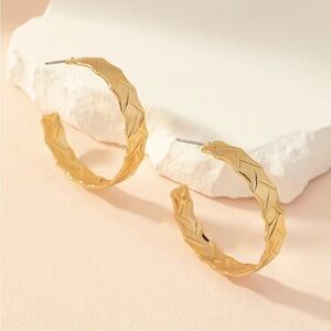 Classes Gold Tone Textured C Shaped Hoop Earrings